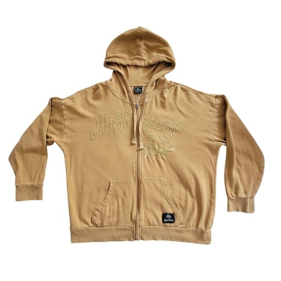 Harry Potter Wizarding World x BoxLunch Exclusive Hufflepuff Zip Tan Hoodie Sz L - Picture 1 of 7